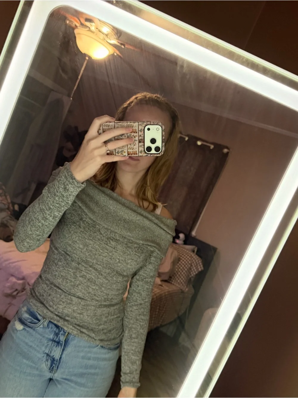 No Boundaries Gray Cowl Neck Long Sleeve Sweater